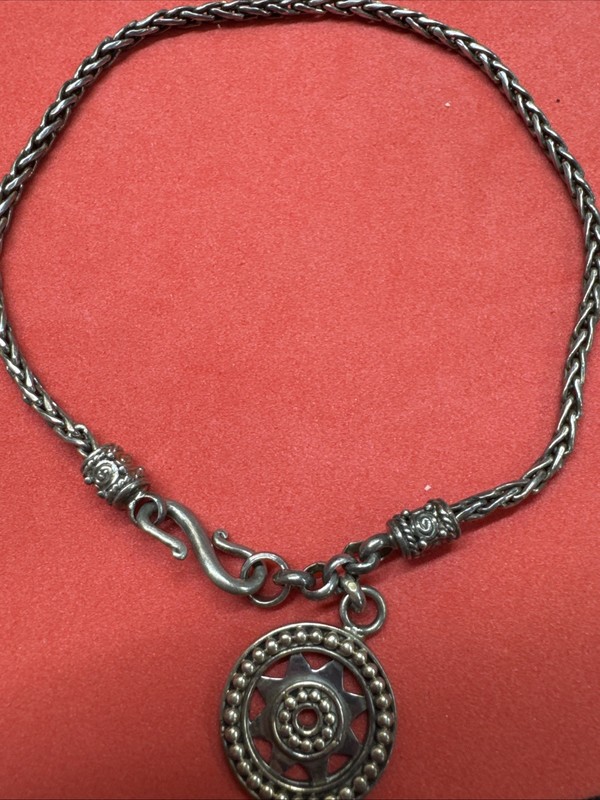 Signed BA 925 Indonesia Sterling Silver Bali Links 10 Inch Bracelet 13.5 G gallery