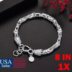 1PC 925 Sterling Silver Dragon Viking Bracelet Men’s Lucky Gift Bangle Jewelry