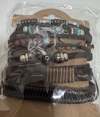 Boho Western Tie Bracelets Adjustable NEW Faux Leather & Stones. TRENDY! Unisex