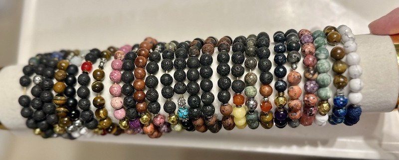 Handmade Natural Stone Non-Tarnish Metals Stretch Bracelets B-Z Letter ￼￼￼ gallery
