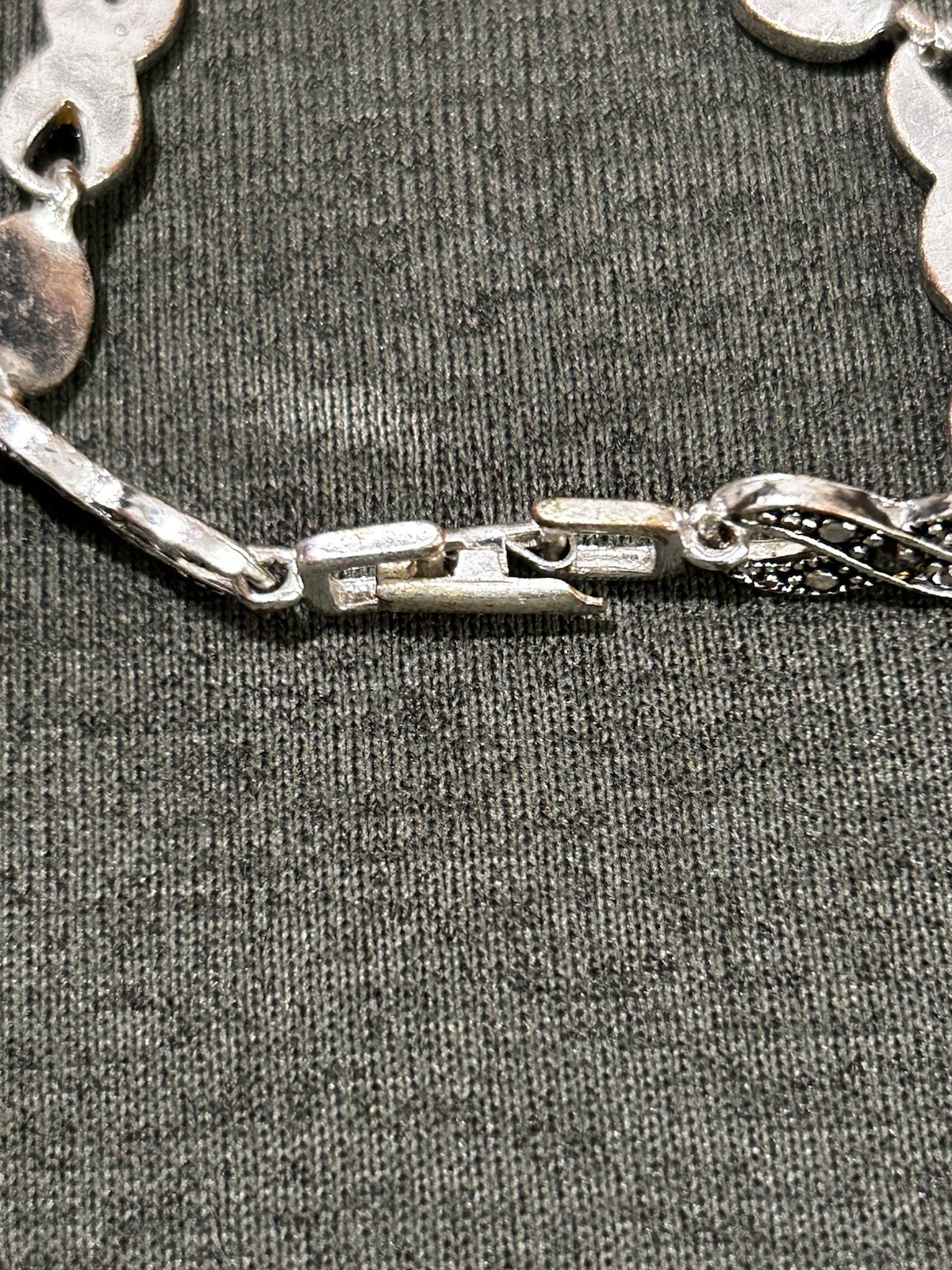 Vintage Marcasite Style Link Bracelet Silver Tone Infinity Oval Art Deco gallery
