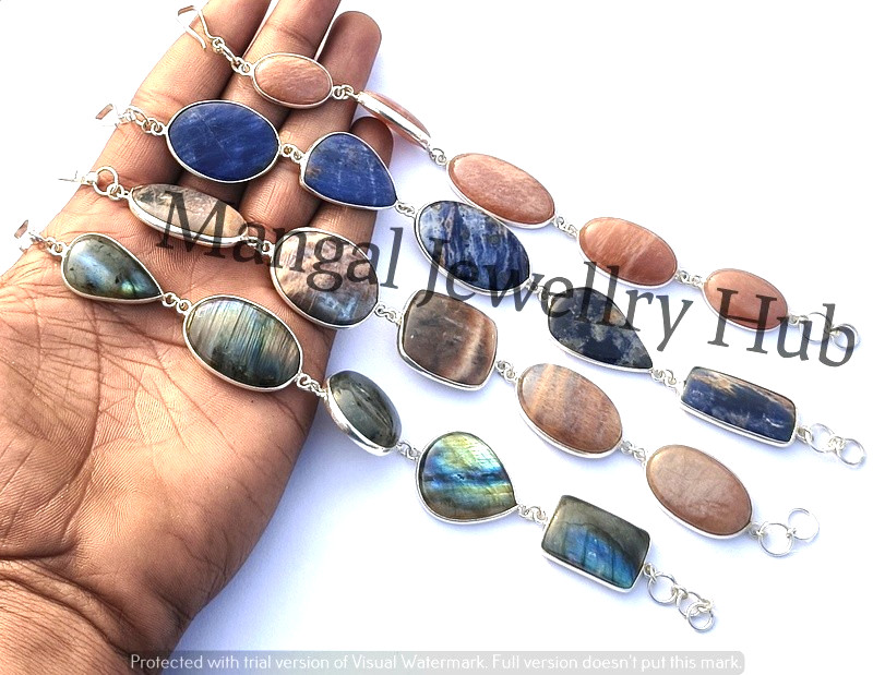 A+ Labradorite & Mix Gemstone Bracelets Lot 925 Sterling Silver Plated Jewellery gallery