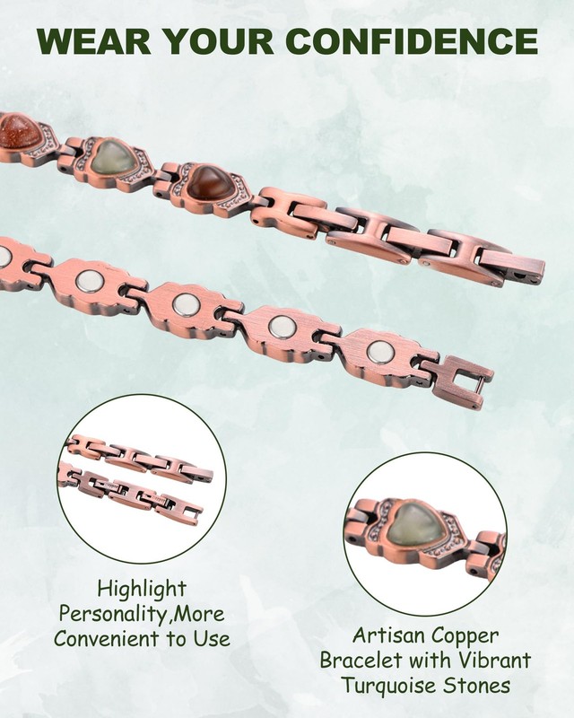 99.99% Pure Copper Magnetic Bracelet for Adult, Anti-Oxidation Scratch Resistant gallery