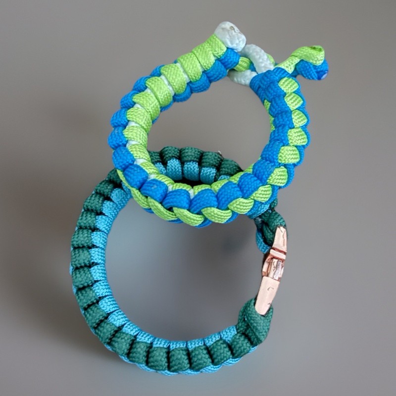 (2) Paracord Nylon Bracelets: Blue & Green 1 Small, 1 Medium-Handmade gallery