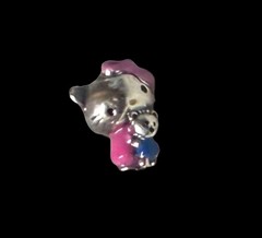 V751 S925 STERLING SILVER HELLO KITTY BLUE TEDDY BEAR BEAD CHARM