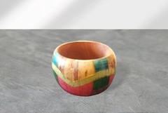 Vintage Multicolored Boho Wood Bangle Bracelet Wooden Jewelry