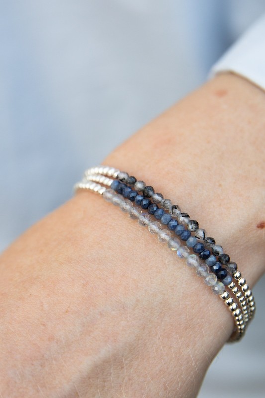 A++ Labradorite Faceted Round Gemstone Silver Filled Beads Women Bracelet 6-8'' gallery