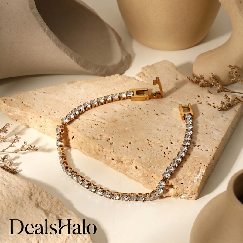 18K Gold Plated Zircon Tennis Bracelet for Women Stainless Steel Jewelry gallery