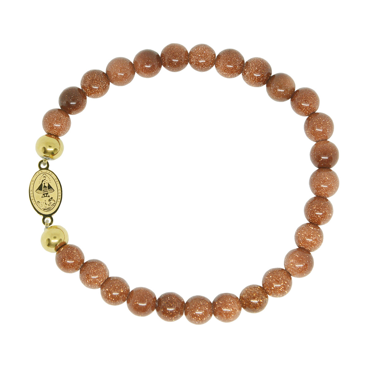 Religious Catholic Bracelet SS Caridad del Cobre medal Venturina beads SSBCMVS-6 gallery