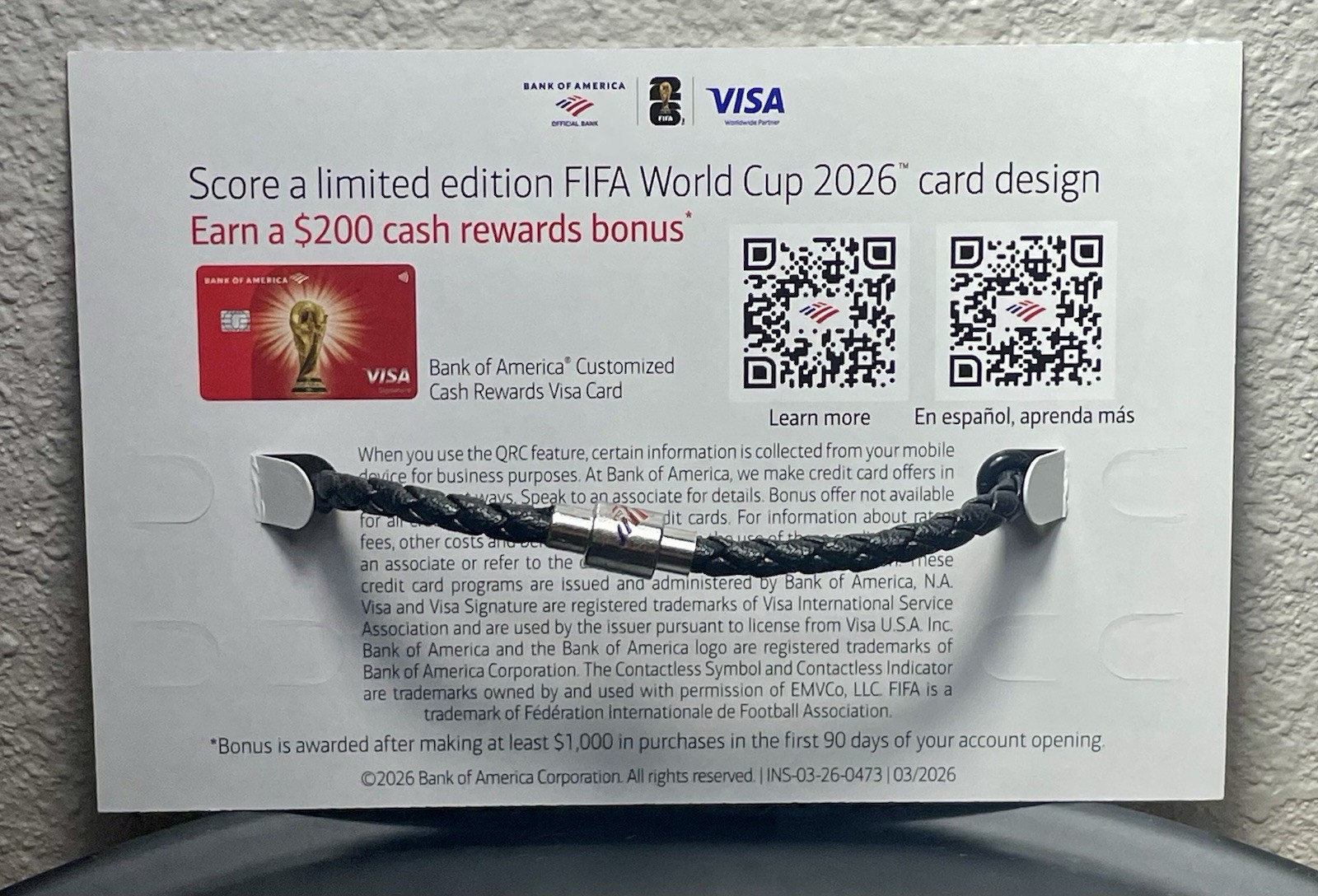 2026 FIFA World Cup Bank of America Bracelet w/ 5 Charms Ghana Small 8” Band gallery