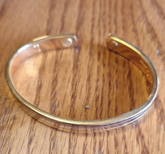 24K Yellow Gold Magnetic Open Cuff Bracelet Signed Sizable No Stone