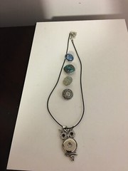 4 Snap On Button Charms 18mm and 1 necklace- Fits all Snap On Jewelry