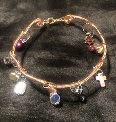 Copper Wired Bracelet 8 1/2cm With Charms