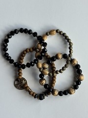 Boho Stretch Bracelet Lot Colorful Bead Black Statement Jewelry 4pc