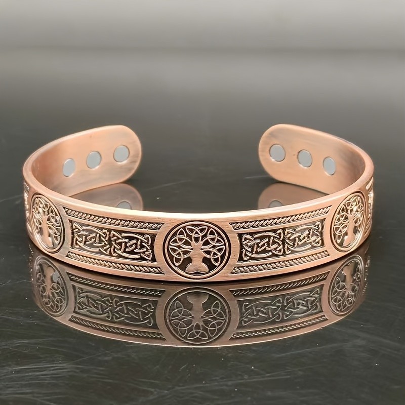 Magnetic Copper Tree of Life Bracelet Pain Relief Energy Balance Cuff Bangle gallery