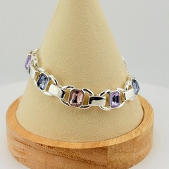 Bomb Party Individual Stacks Bolo Style Pulley Bracelet -Pink Blue Purple Silver