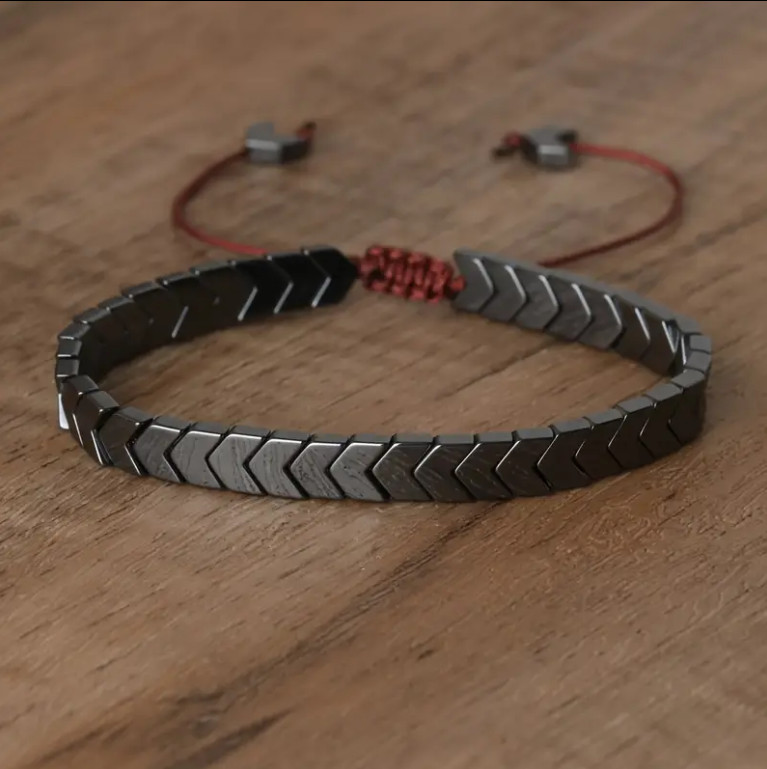 Hematite Bracelet 6.5" - 8.5" Natural Black Adjustable Healing Men Women Reiki