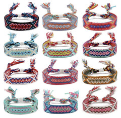 12 Pcs Handmade Braided Bracelets: Bohemian Geometric Designs in Vibrant Colors