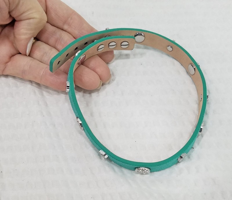 Signed RUSTIC CUFF Turquoise Suede Silver Tone Cross Double Wrap Strap Bracelet gallery