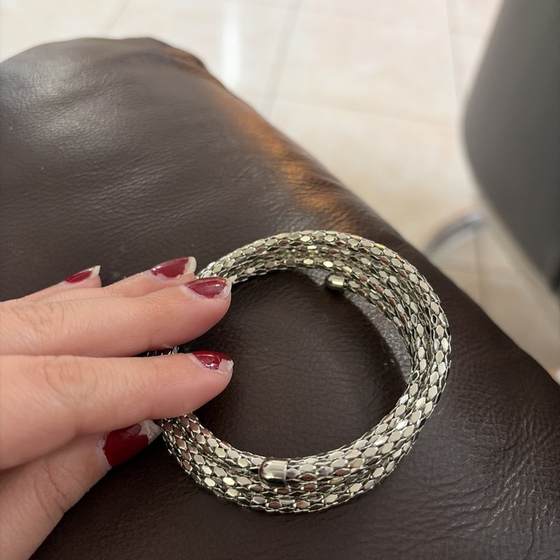 EDFORCE Stainless Steel Silver-Tone Tube Snakeskin Bangle Bracelet gallery