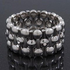 Matt/Polished Silver Bar Crystal Flex Bracelet – 18cm Length