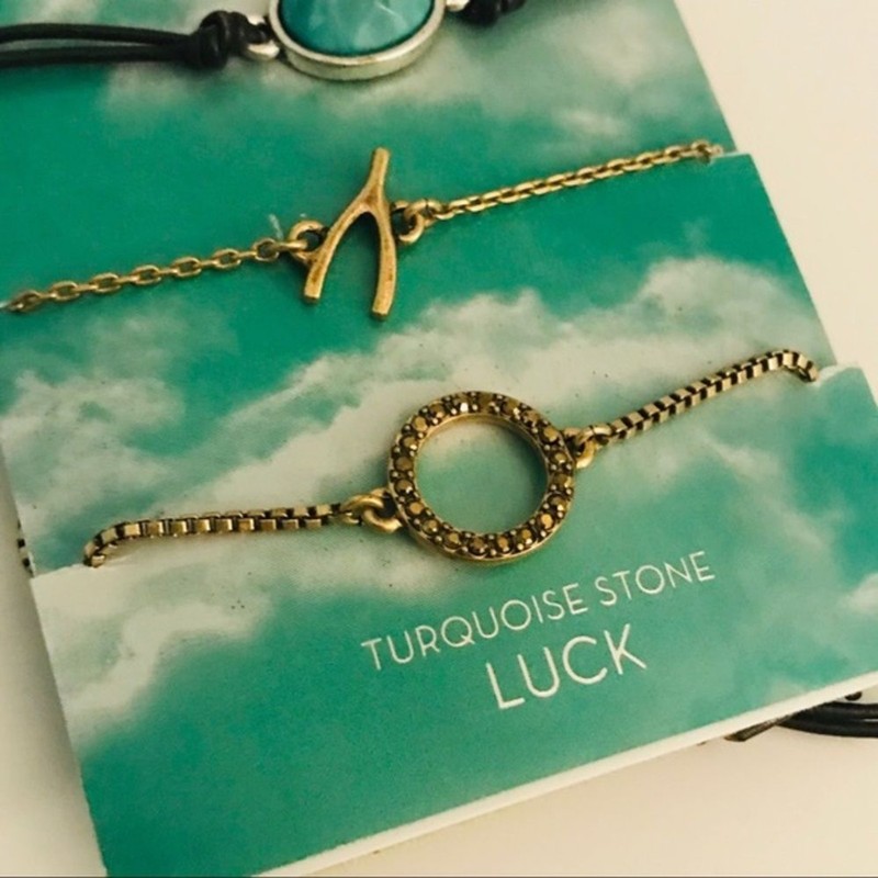 NWT Lucky Brand Luck Stone Turquoise Bracelet Set gallery