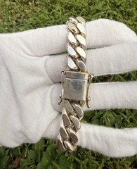 925 Sterling Silver Cuban Link Bracelet 8” 18.2mm 90.51g Heavy Box Clasp Italy