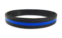 Thin Blue Line Police Silicone Rubber Bracelet Wristband