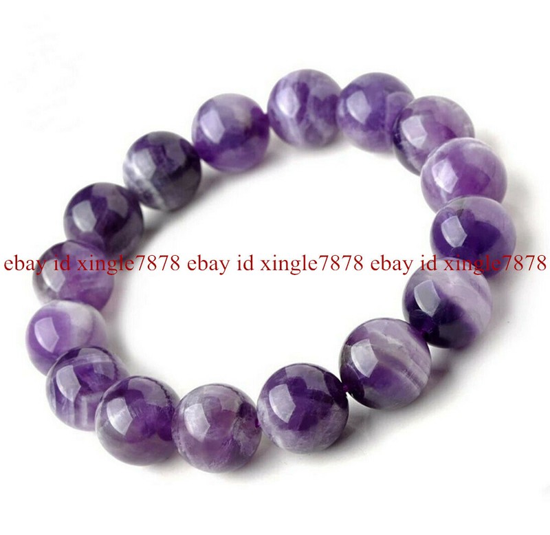 Pretty 6/8/10/12/14mm Dream Amethyst Gemstone Round Beads Stretch Bracelet 7.5'' gallery