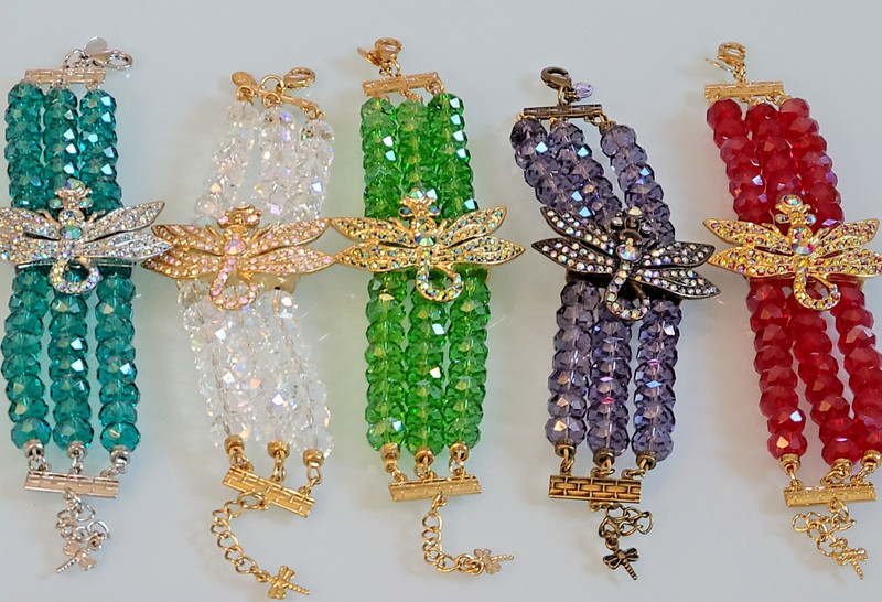 SALE Kirks Folly Dragonfly Desire 3 Strand Crystal Bracelet CLEAR AB'S 9 IN WOW gallery