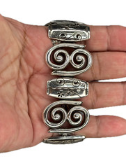BRIGHTON Silver Tone “PABLO’S PASSION Panel Link Bracelet ~ 7/8” ~ Mint!