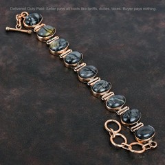Valentines Deal Copper Picasso Jasper Stone Bezel Wife Handmade Ethnic Bracelet