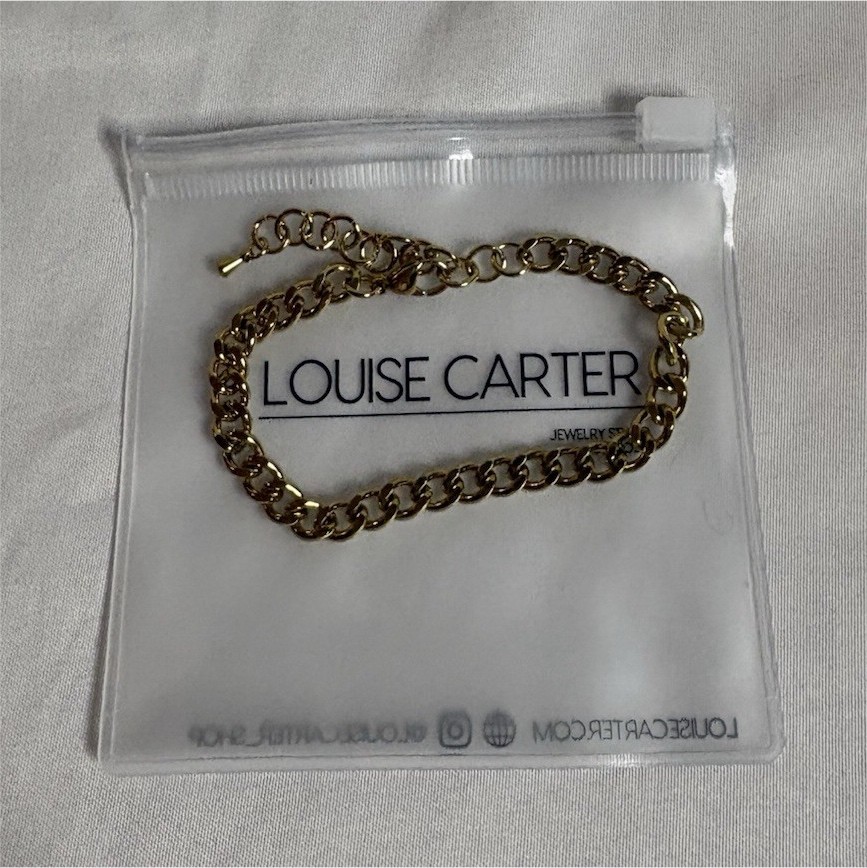 Louise Carter Gold Tone Metal Curb Link Chain Bracelet w/ Lobster Clasp