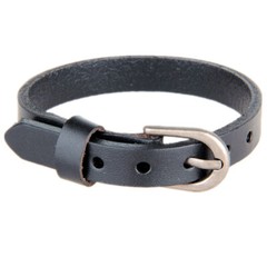 Men Womens Fashion Simple Alloy Buckle Bangle Leather Wristhand Punk Bracelet US