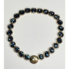 Michael Kors Tennis Bracelet Women Navy Blue Gold Tone Bezel Set Mcbling