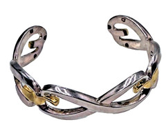 Vintage “BEST” Brand Silver And Gold Toned Open Work InFinity Cuffed Bracelet