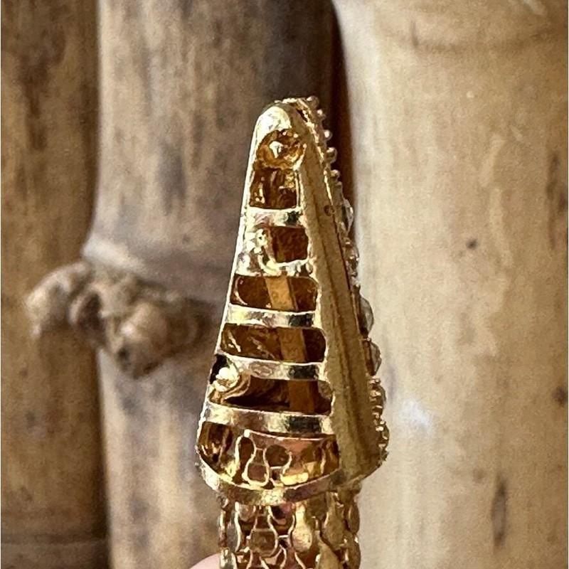 VTG Mob Wife Gold Mesh Flexible Coiled Snake Bracelet Crystal Head & Tail 0/S gallery