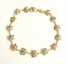 18K GOLD FILLED BUTTERFLY BRACELET 7.5” LONG / PULSERA MARIPOSA 7.5″ – BR1547