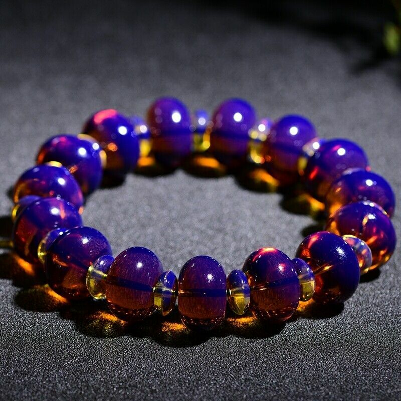 13mm Natural Blue Amber Mexico Woman Men Beads Bracelet Certificate AAAA gallery
