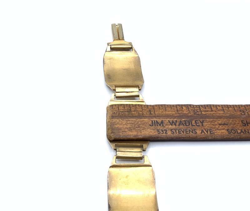 Vintage 1940s Estate Brass & Enamel France Souvenir 7” Panel Link Bracelet gallery