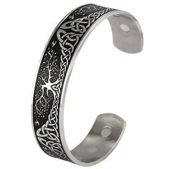 Celtic Tree of Life Viking Norse Yggdrasil Cuff Bracelet 316L Stainless Steel