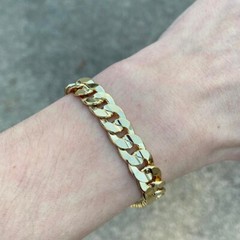 Gold Bracelet Gold Plated Mens Womens Wide 10mm Cuban Link Chain Bracelet 9in