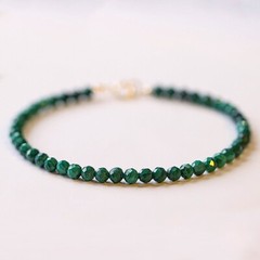Natural 3mm Malachite Stone Dainty Bracelet Green Gemstone Bracelet Handmade