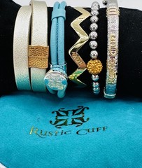 Rustic Cuff Boutique 5PC Stack Turquoise Leather Mixed Metal Set