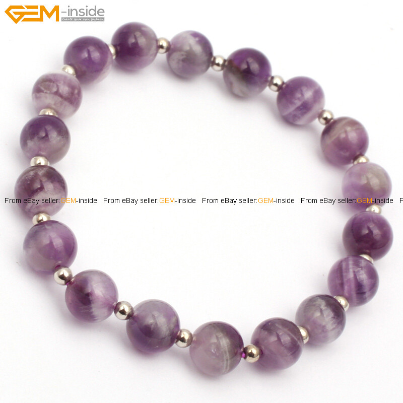 Stretchy Bracelet Natural Rock Quartz Aquamarine Beaded Charm Jewelry 7.5“ 6mm gallery