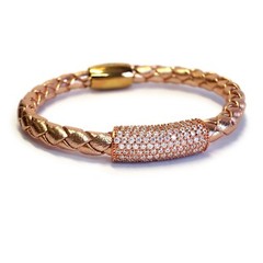 Women’s Glam Bar Leather Bracelet metallic Rose Gold