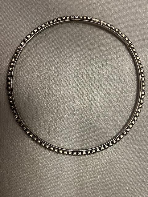 Set 4 Bracelets: 1 Glass/Metal Beaded (9") and 3 Silver Toned Bracelets gallery
