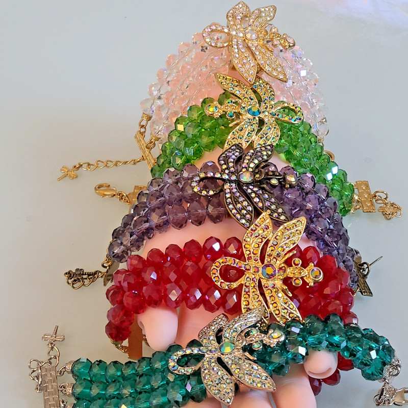 SALE Kirks Folly Dragonfly Desire 3 Strand Crystal Bracelet GREEN ONLY 9 IN WOW gallery