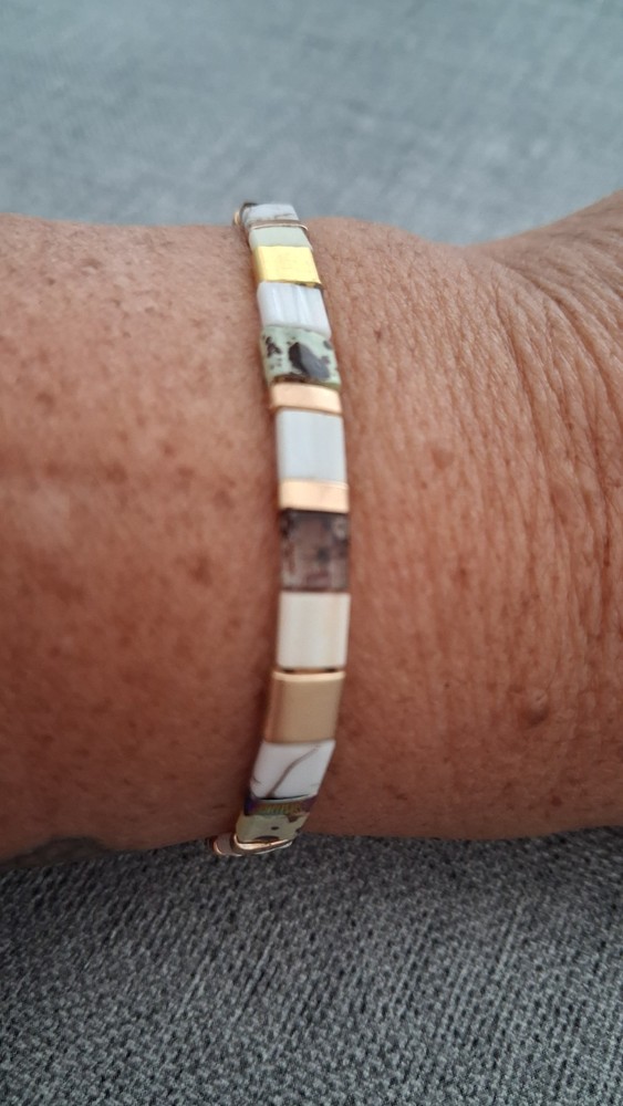 Miyuki Tile Beaded Stretch Bracelet No Clasp