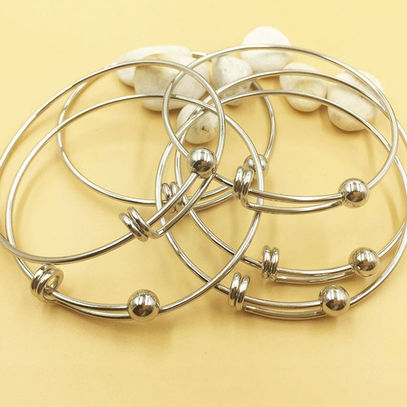15 Pcs Stainless Steel Push Pull Coil Bracelets Elastic Wire Blank Bangles gallery